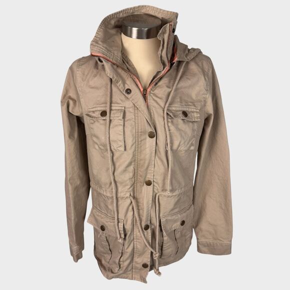 Market & Spruce Jackets & Blazers - Market & Spruce Womens Small Hooded Barn Utility Jacket Beige Tan